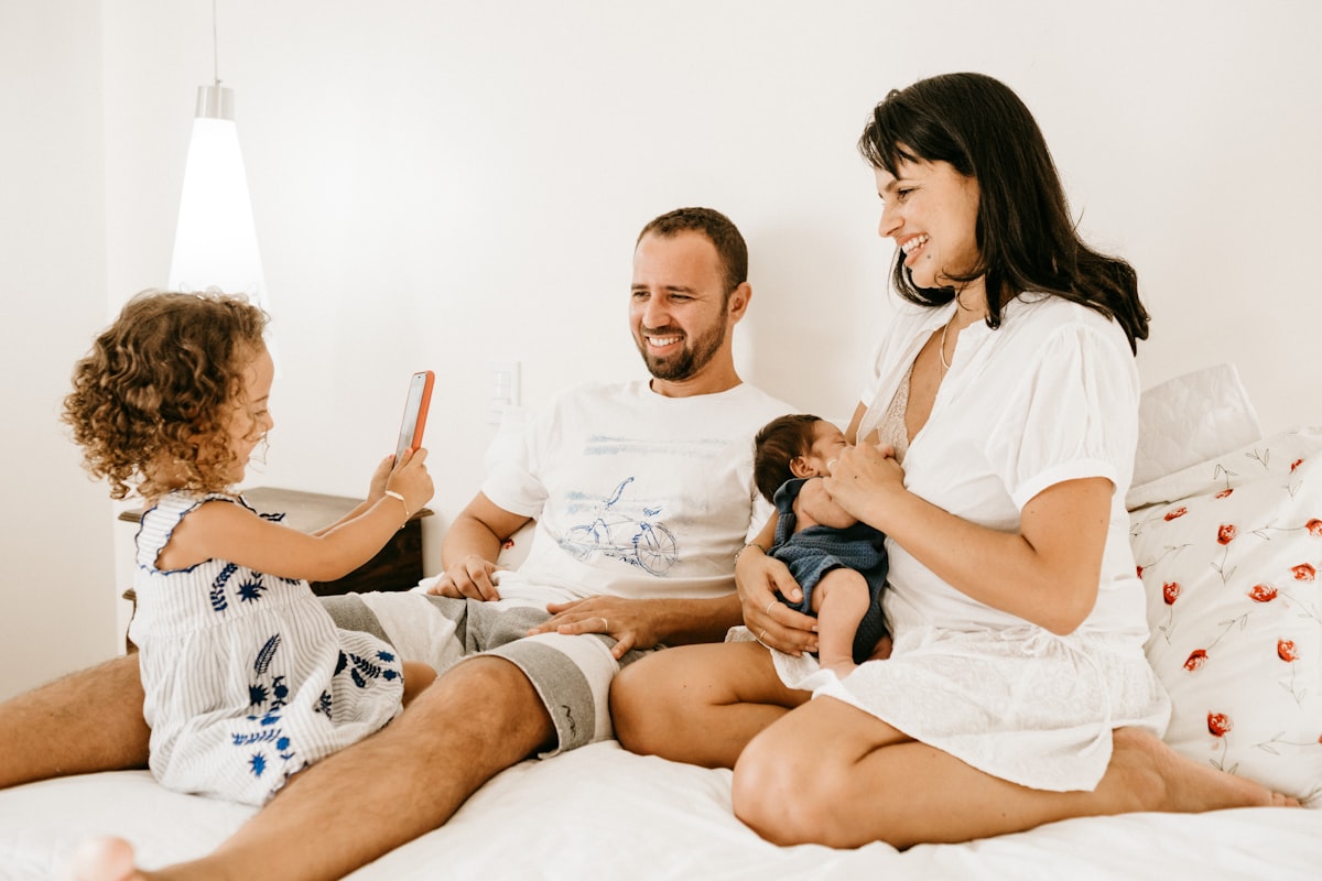 Parent helping child with evening routine at home